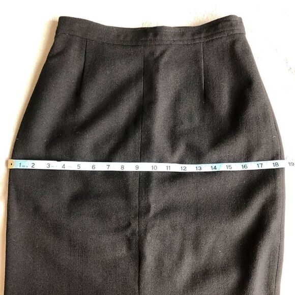 Vintage Jon Tagia Prêt-à-Porter Long Black Wool Front Slit Dress Skirt - Picture 10 of 11